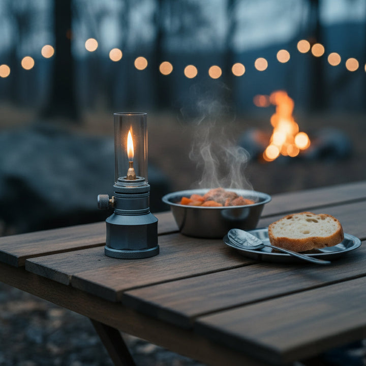 Camping lamp aluminum with gas cartridge – vintage style 7