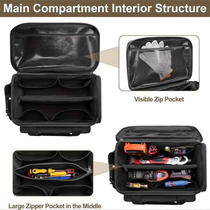 Canvas Tool Bag Set | MOLLE Expandable Organiser, Reinforced Handles &amp; Shoulder Strap | Storage for Hand &amp; Power Tools