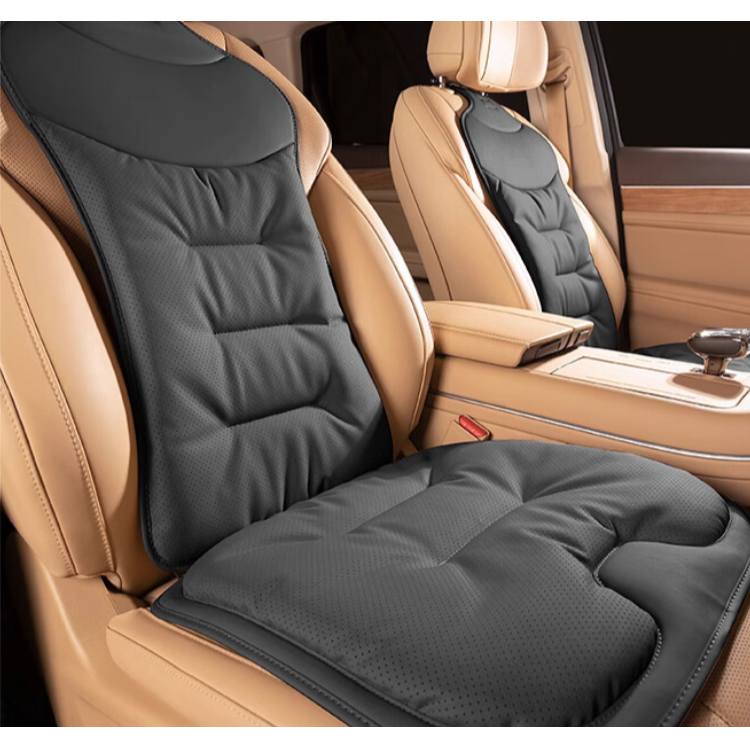 Car Seat Cushion with Lumbar Support | Padded Faux Leather, Adjustable Fit | Eases Back Strain on Long Car Journeys