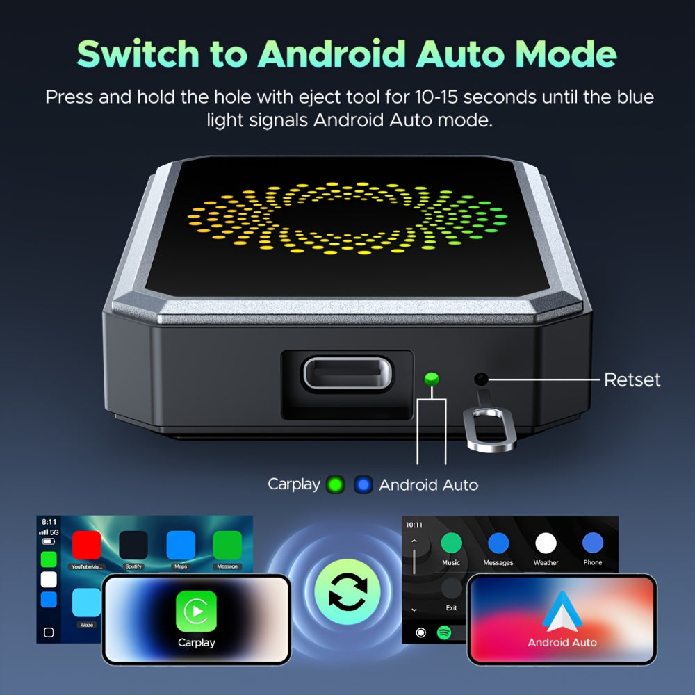 Wireless Car Adapter Streaming Box | Bluetooth, HDMI, USB-C, Dual Wi-Fi | Supports 1080p, Voice Control, USB Playback 7