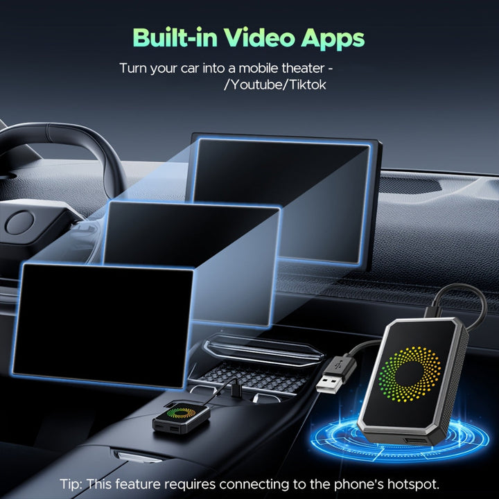 Wireless Car Adapter Streaming Box | Bluetooth, HDMI, USB-C, Dual Wi-Fi | Supports 1080p, Voice Control, USB Playback 9