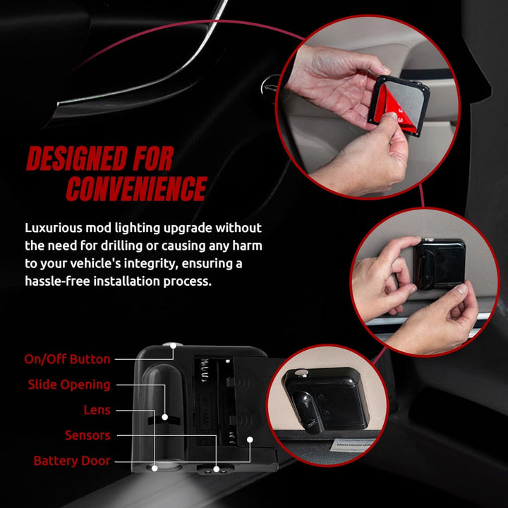 Car Door Light LED Projector | Wireless Battery Powered Entry Courtesy Light | Adhesive Mount No Drilling Required 36