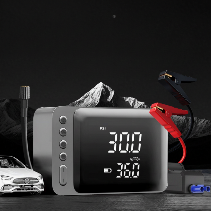 Car Jump Starter Air Compressor | 4000A Peak Current &amp; 150 PSI Tyre Inflator | 15000mAh Power Pack with USB Charging 2