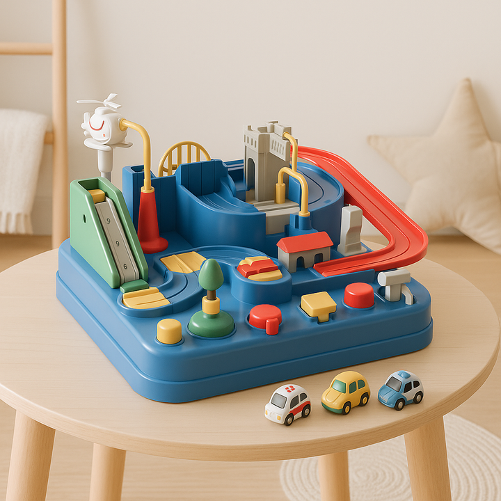 Car Track Toy ABS Plastic | City Puzzle with Crane and Helicopter Accessories | Screen-Free Brain Building Play 4