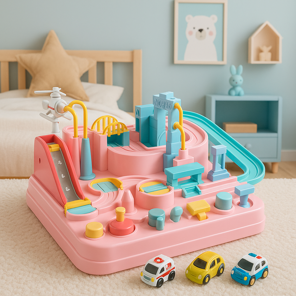 Car Track Toy ABS Plastic | City Puzzle with Crane and Helicopter Accessories | Screen-Free Brain Building Play 11