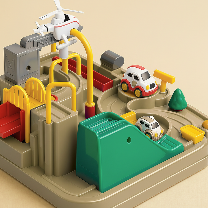 Car Track Toy ABS Plastic | City Puzzle with Crane and Helicopter Accessories | Screen-Free Brain Building Play 9