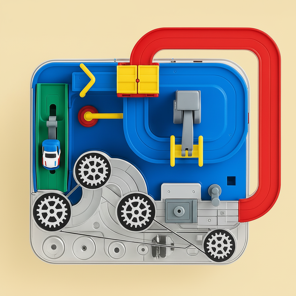 Car Track Toy ABS Plastic | City Puzzle with Crane and Helicopter Accessories | Screen-Free Brain Building Play 7