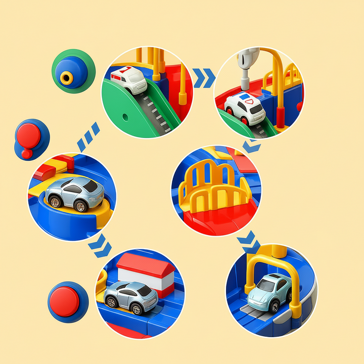 Car Track Toy ABS Plastic | City Puzzle with Crane and Helicopter Accessories | Screen-Free Brain Building Play 5