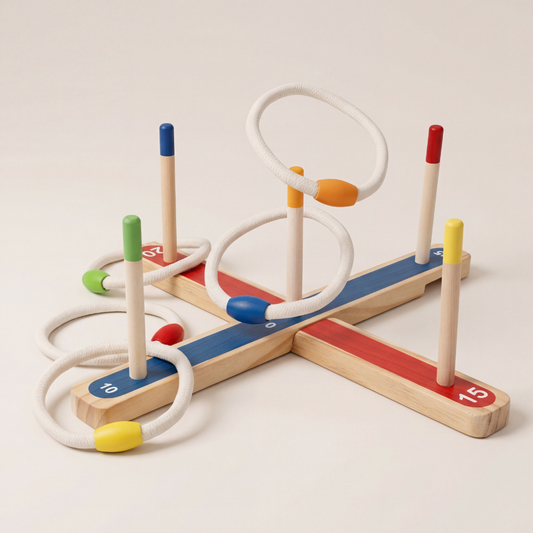 Carnival Fun | Kids Wooden Ring Toss Game with Colorful Pegs | Outdoor Activity for Hand-Eye Coordination 0