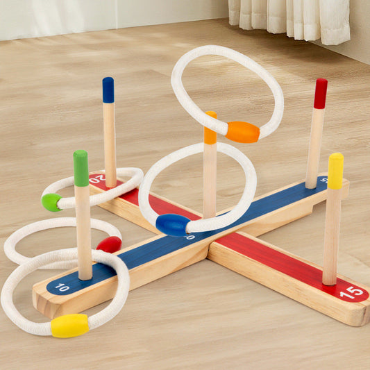 Carnival Fun | Kids Wooden Ring Toss Game with Colorful Pegs | Outdoor Activity for Hand-Eye Coordination 1