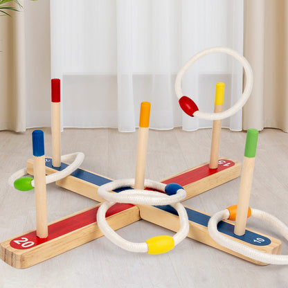 Carnival Fun | Kids Wooden Ring Toss Game with Colorful Pegs | Outdoor Activity for Hand-Eye Coordination 5