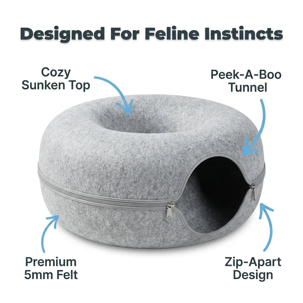 Cat Hideout Bed | Interactive Peek-a-Boo Play Design | Cosy Enclosed Retreat for Cats to Hide, Relax and Unwind