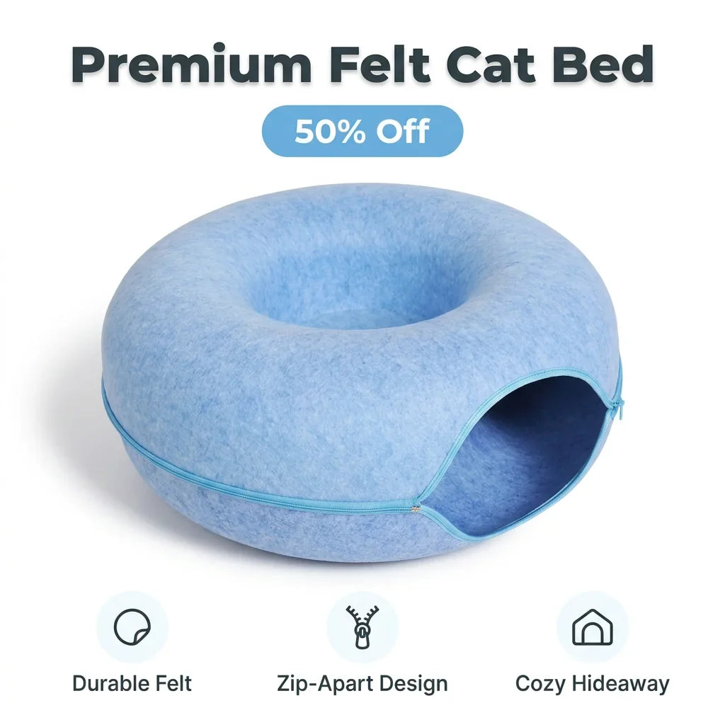 Cat Hideout Bed | Interactive Peek-a-Boo Play Design | Cosy Enclosed Retreat for Cats to Hide, Relax and Unwind