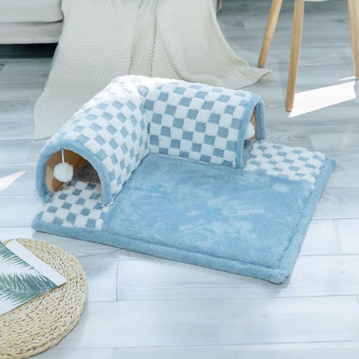 Cat Tunnel Bed Polyester-Cotton | 2-in-1 Tunnel and Sleeping Den | Machine-Washable Removable Cover for Easy Cleaning