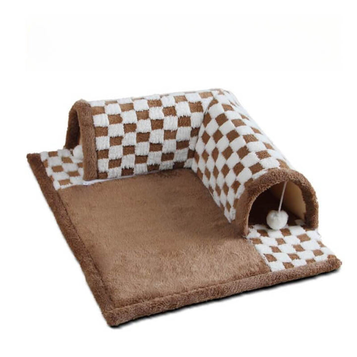 Cat Tunnel Bed Polyester-Cotton | 2-in-1 Tunnel and Sleeping Den | Machine-Washable Removable Cover for Easy Cleaning