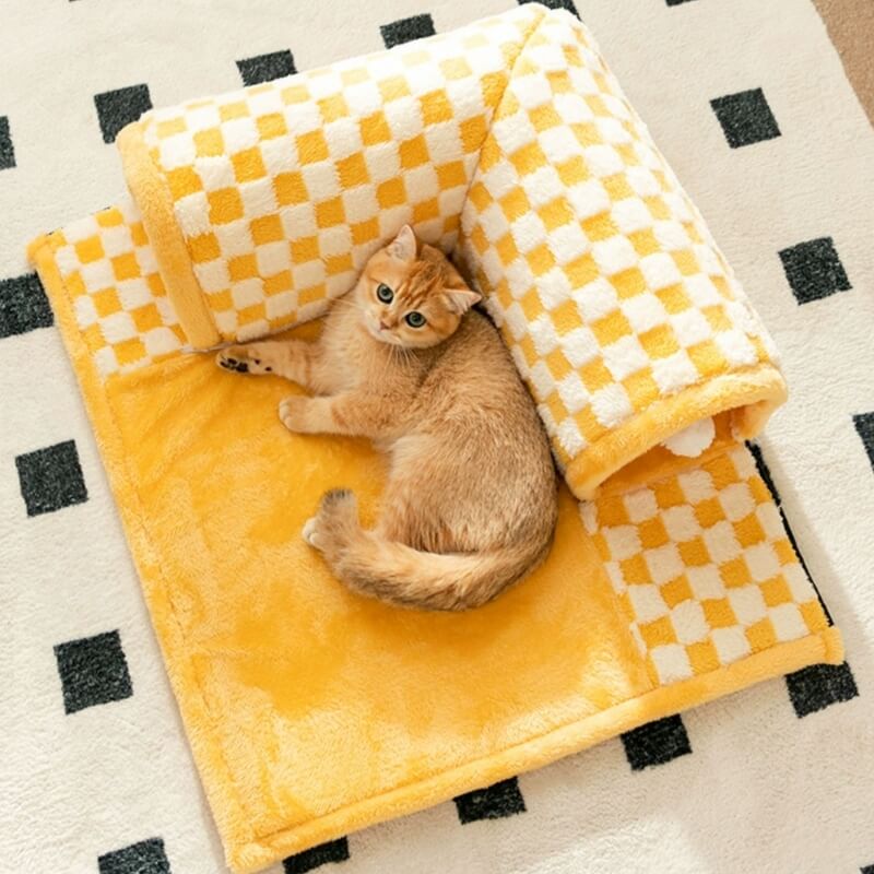 Cat Tunnel Bed Polyester-Cotton | 2-in-1 Tunnel and Sleeping Den | Machine-Washable Removable Cover for Easy Cleaning