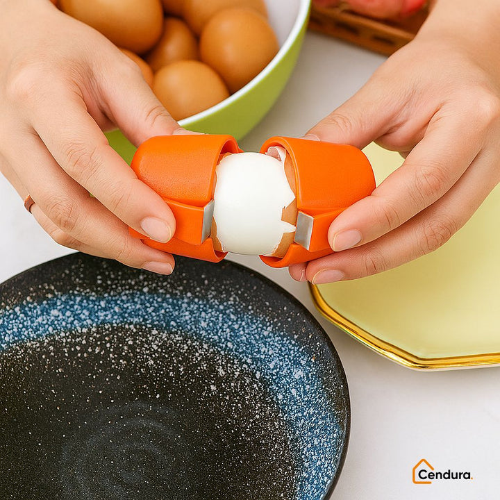 Egg Opener with Stainless Steel Press &amp; Yolk Separator | Orange, Yellow, Pink | 6.5 x 7 cm, Food-Safe, Dishwasher-Safe 3