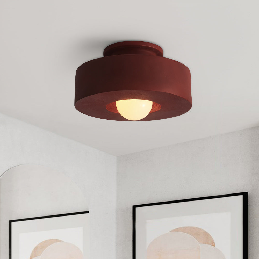 Cylindrical Ceiling Light Metal Resin | Nordic Geometric Design for Hallways &amp; Bedrooms | Dimmable E27 Warm Glow 1