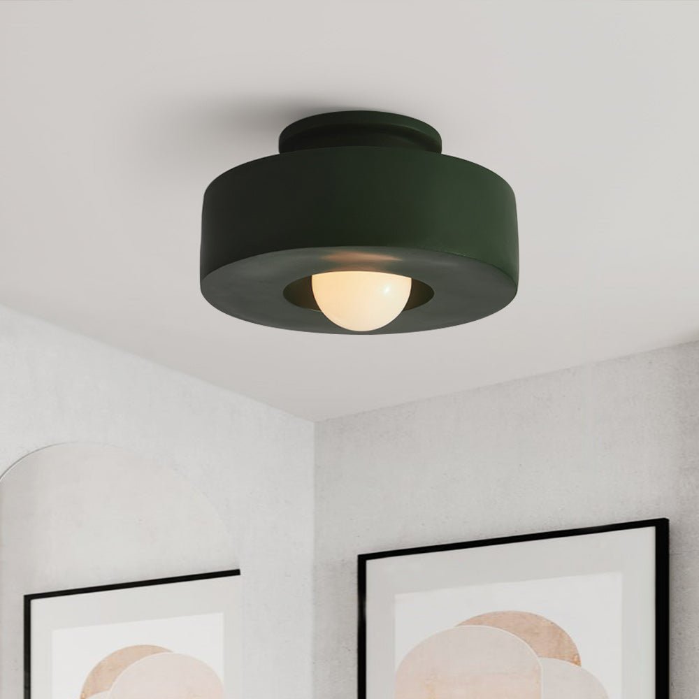 Cylindrical Ceiling Light Metal Resin | Nordic Geometric Design for Hallways & Bedrooms | Dimmable E27 Warm Glow 2