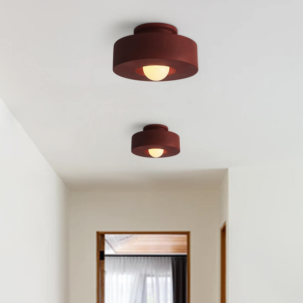 Cylindrical Ceiling Light Metal Resin | Nordic Geometric Design for Hallways &amp; Bedrooms | Dimmable E27 Warm Glow 4