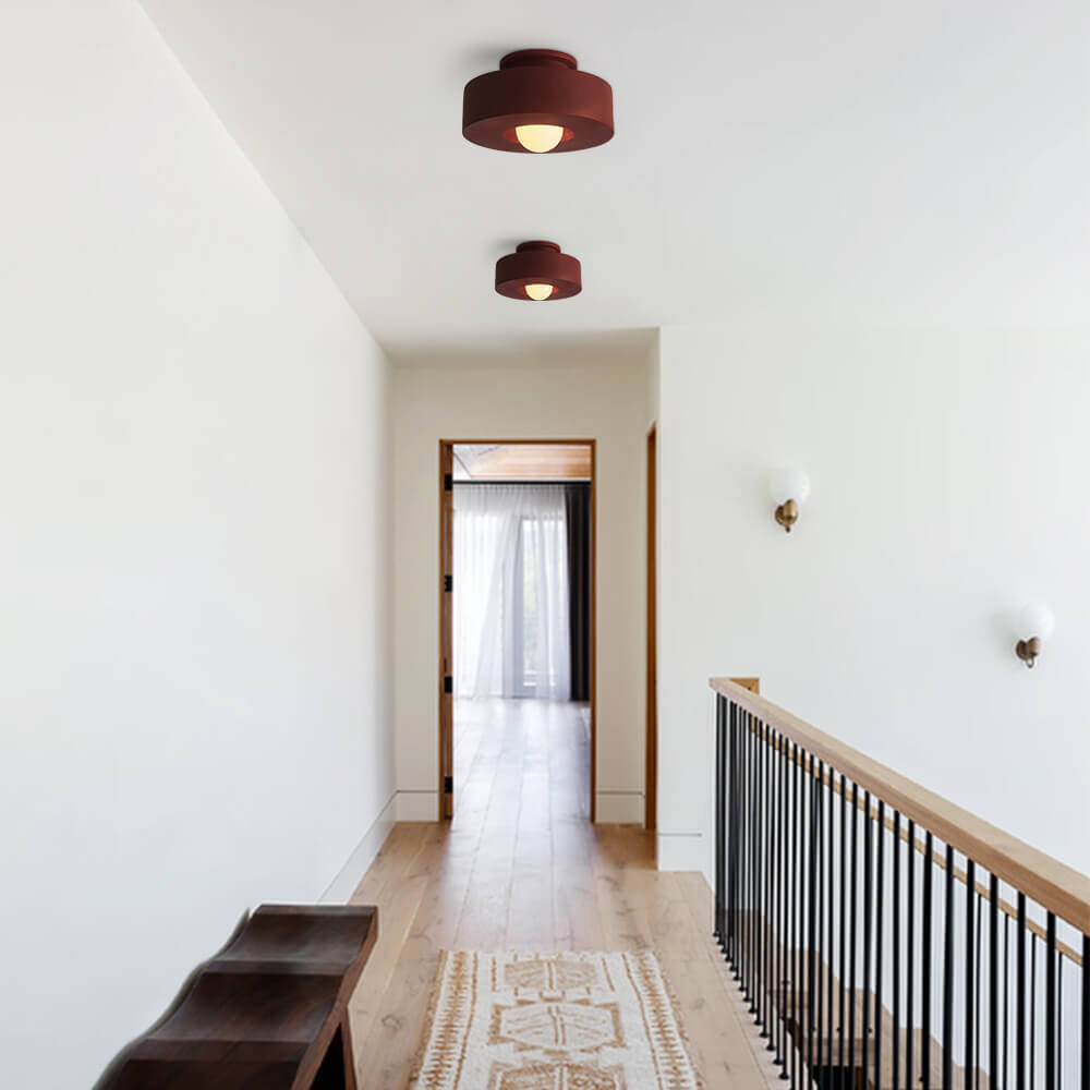 Cylindrical Ceiling Light Metal Resin | Nordic Geometric Design for Hallways &amp; Bedrooms | Dimmable E27 Warm Glow 5