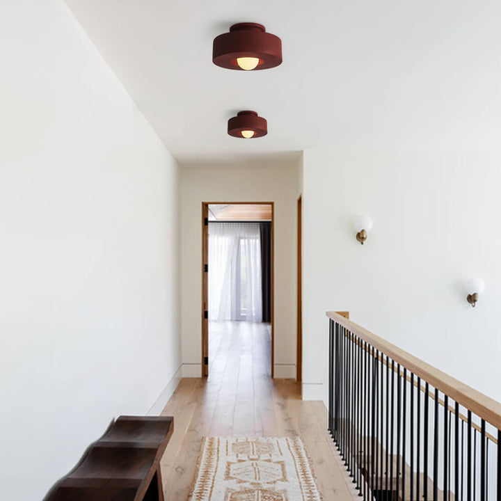 Cylindrical Ceiling Light Metal Resin | Nordic Geometric Design for Hallways &amp; Bedrooms | Dimmable E27 Warm Glow 5