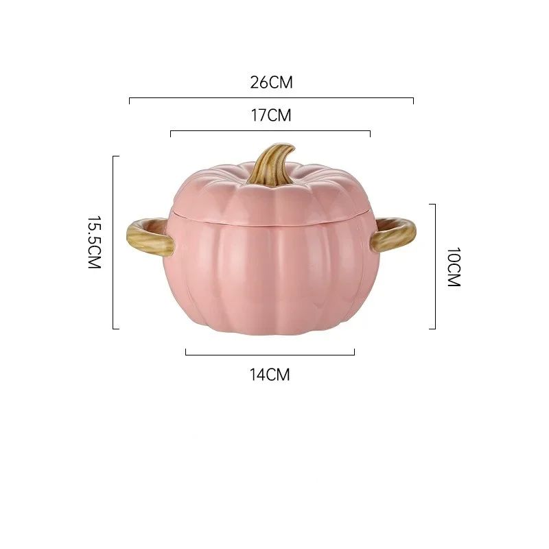 Ceramic Pumpkin Soup Bowl with Lid | Handled Tureen for Soup, Ramen &amp; Stew | Retains Heat for Cosy Autumn &amp; Halloween Meals