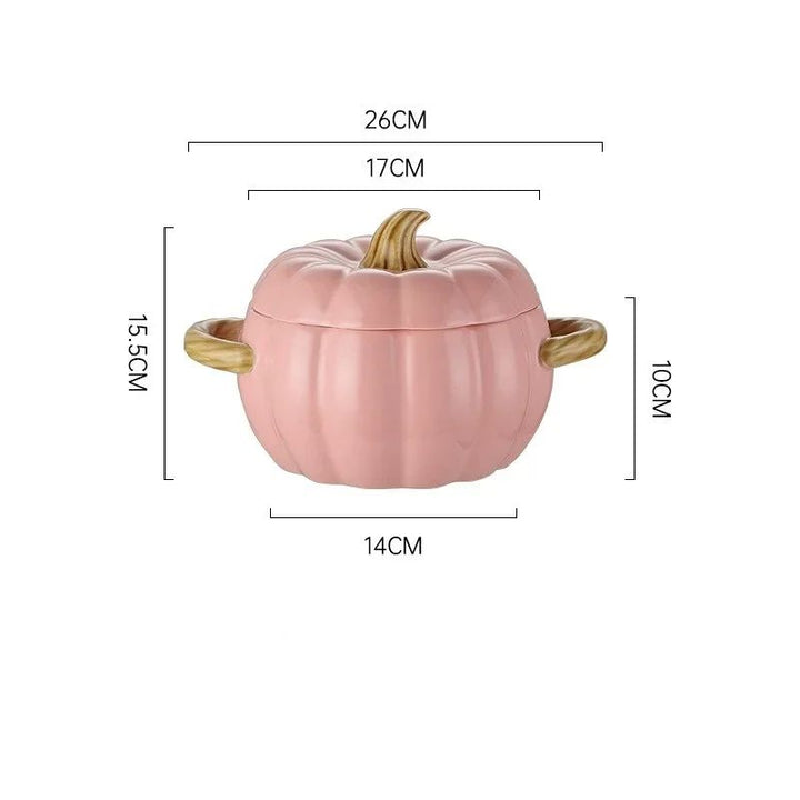 Ceramic Pumpkin Soup Bowl with Lid | Handled Tureen for Soup, Ramen &amp; Stew | Retains Heat for Cosy Autumn &amp; Halloween Meals