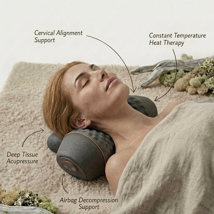 Cervical Massage Pillow | Heat Therapy 42°C | Deep Tissue Vibration | Airbag Decompression | Electric