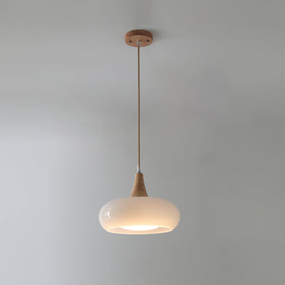 Charlotte | Glass Pendant Light with Amber Shade & Wood Top | Cozy Kitchen Pendant Lighting for Warm Ambiance 12