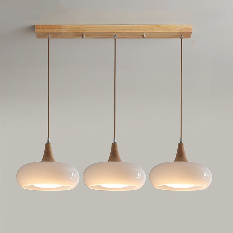 Charlotte | Glass Pendant Light with Amber Shade & Wood Top | Cozy Kitchen Pendant Lighting for Warm Ambiance 9