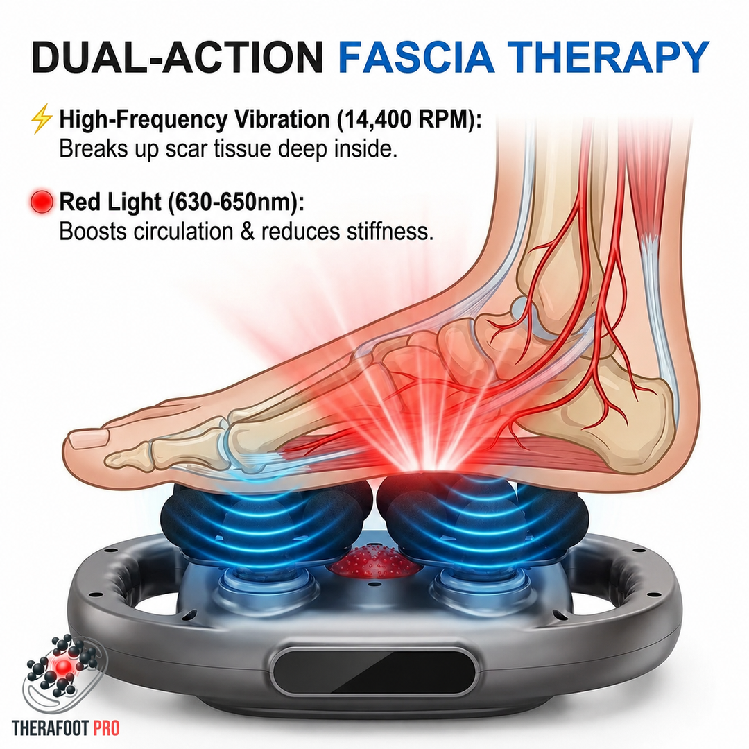 Plantar Fasciitis Massager | Hands-Free Vibrating Foot Platform with Multi-Node Massage Heads