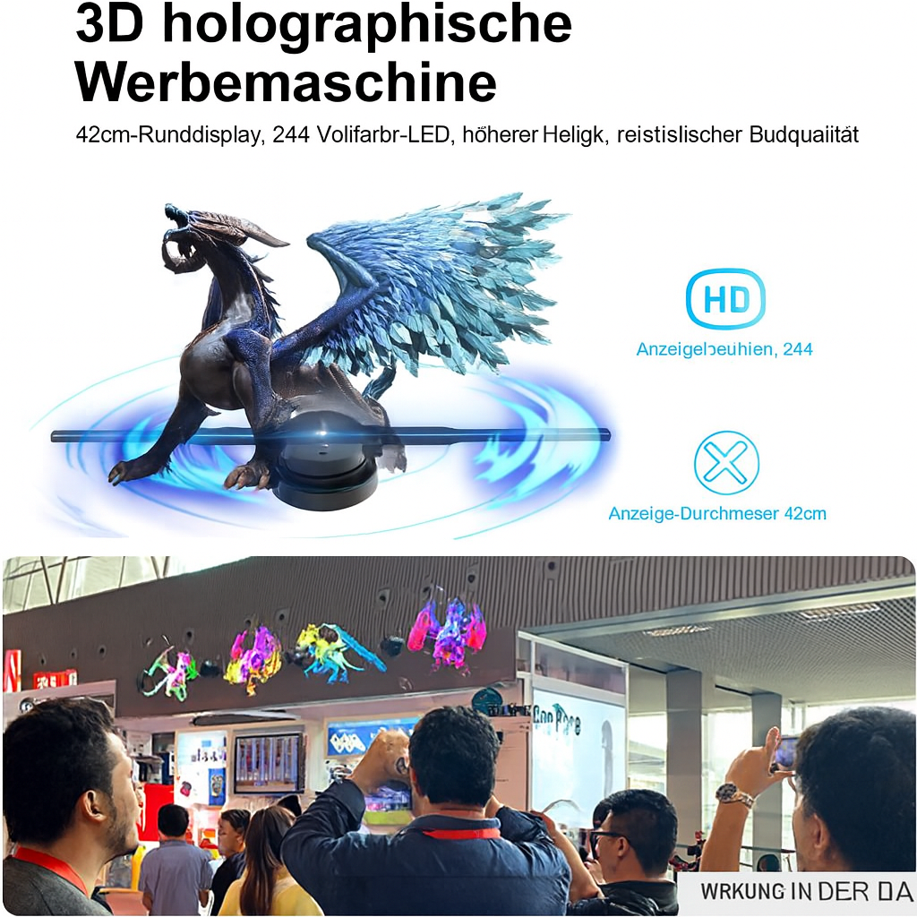 3D Hologram LED Fan Projector | 224 LED Beads for Sharp Holographic Effects | Wi-Fi App Control &amp; Wall or Tripod Mount 1