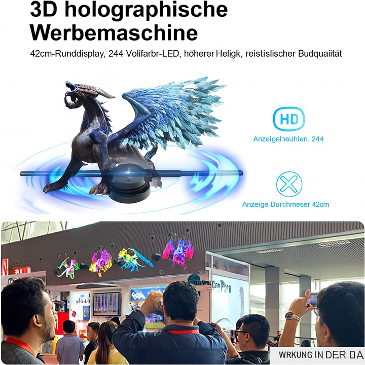 3D Hologram LED Fan Projector | 224 LED Beads for Sharp Holographic Effects | Wi-Fi App Control &amp; Wall or Tripod Mount 1