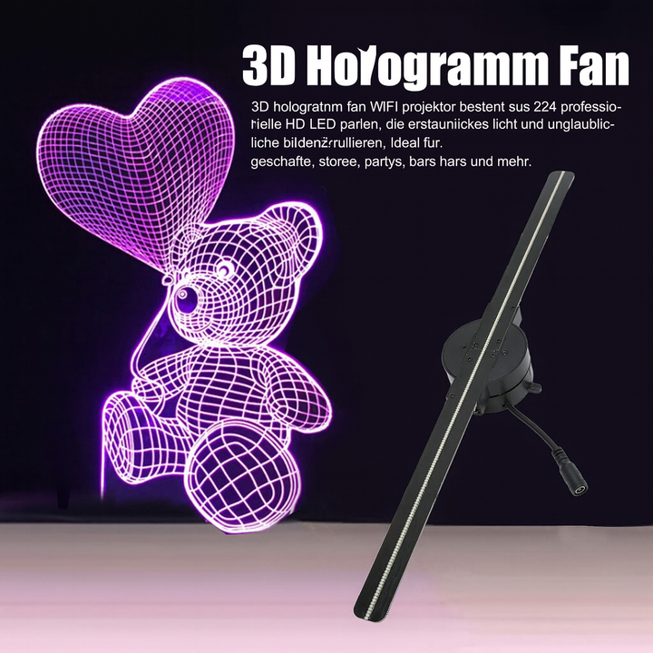 3D Hologram LED Fan Projector | 224 LED Beads for Sharp Holographic Effects | Wi-Fi App Control &amp; Wall or Tripod Mount 6