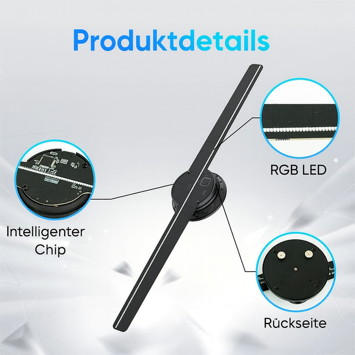 3D Hologram LED Fan Projector | 224 LED Beads for Sharp Holographic Effects | Wi-Fi App Control &amp; Wall or Tripod Mount 10