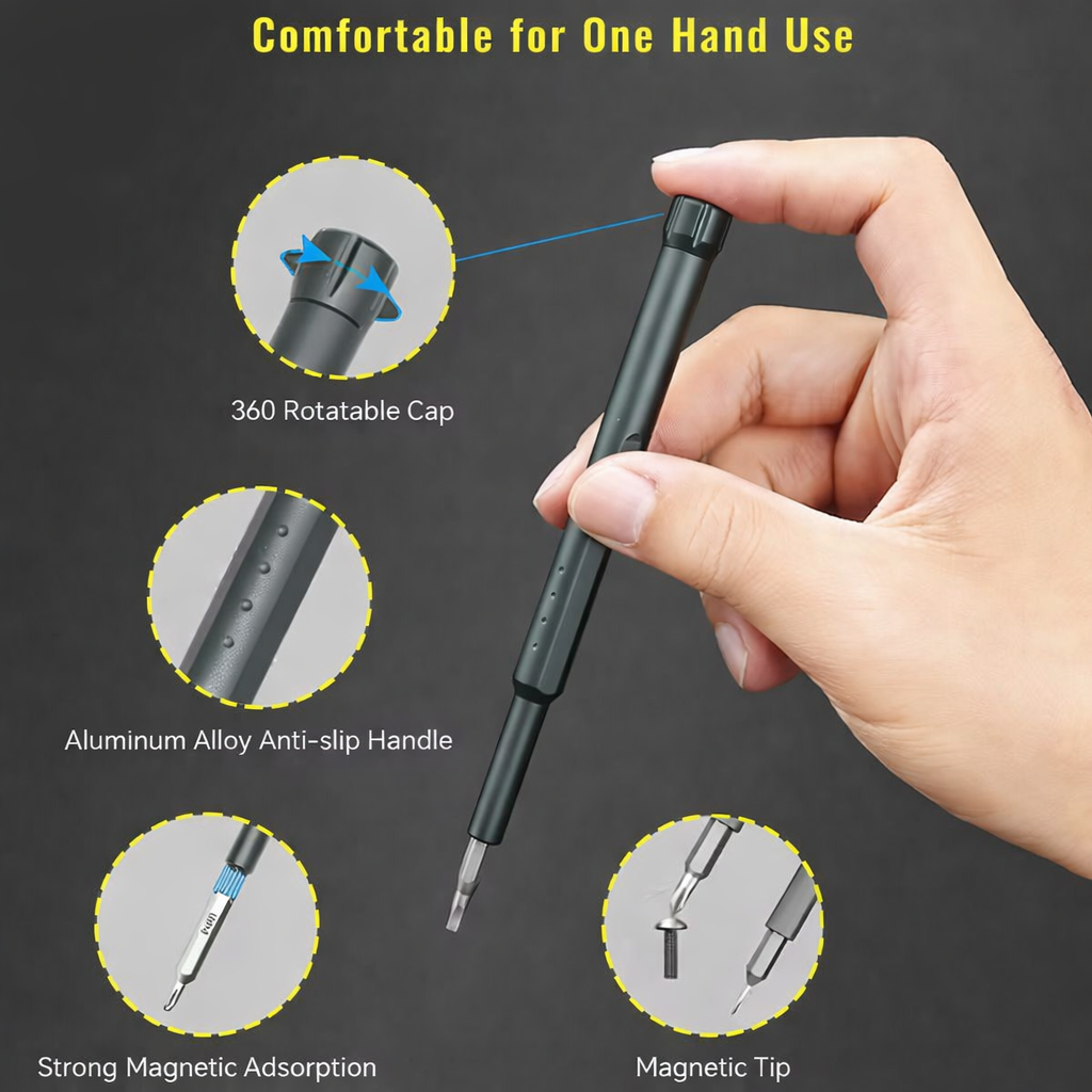 Mini Electric Screwdriver 40-in-1 | Adjustable Torque 0.05-3 Nm, S2 Steel Bits | USB-C Fast Charging, 400 Screws Per Charge 4