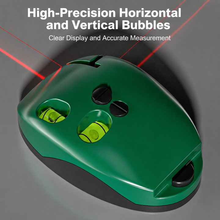 Compact Laser Level | Handheld Spirit Level with Bubble Vials &amp; Beam