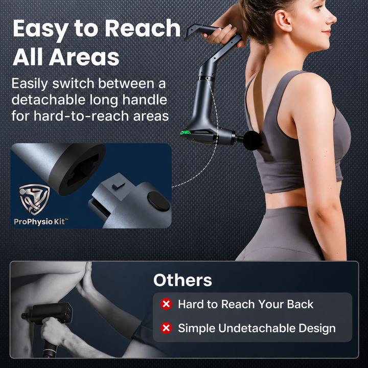3-in-1 Handheld Massager | Percussion Device with Hook Extension and Fascia Strap Set