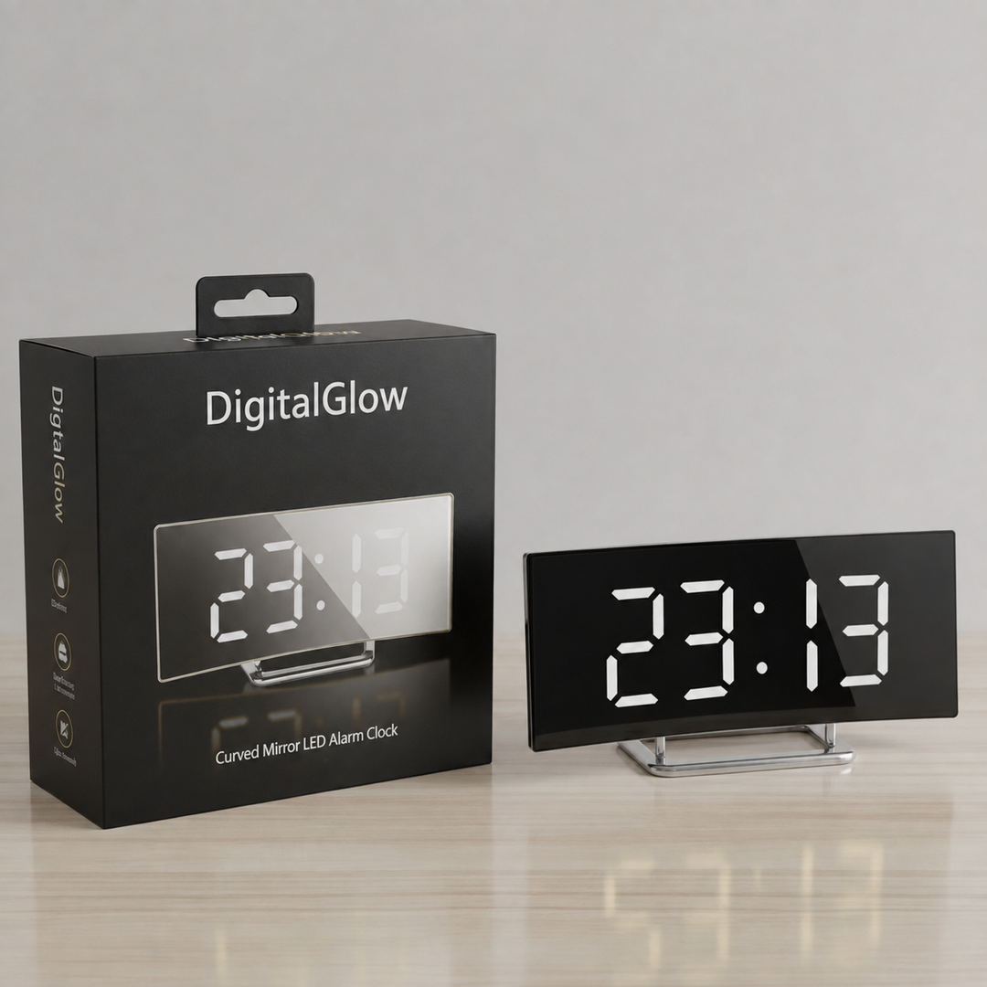 Digital Desk Clock | Curved Mirror LED Display