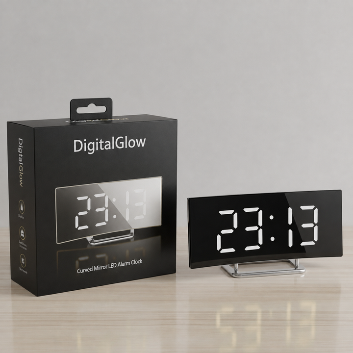 Digital Desk Clock | Curved Mirror LED Display