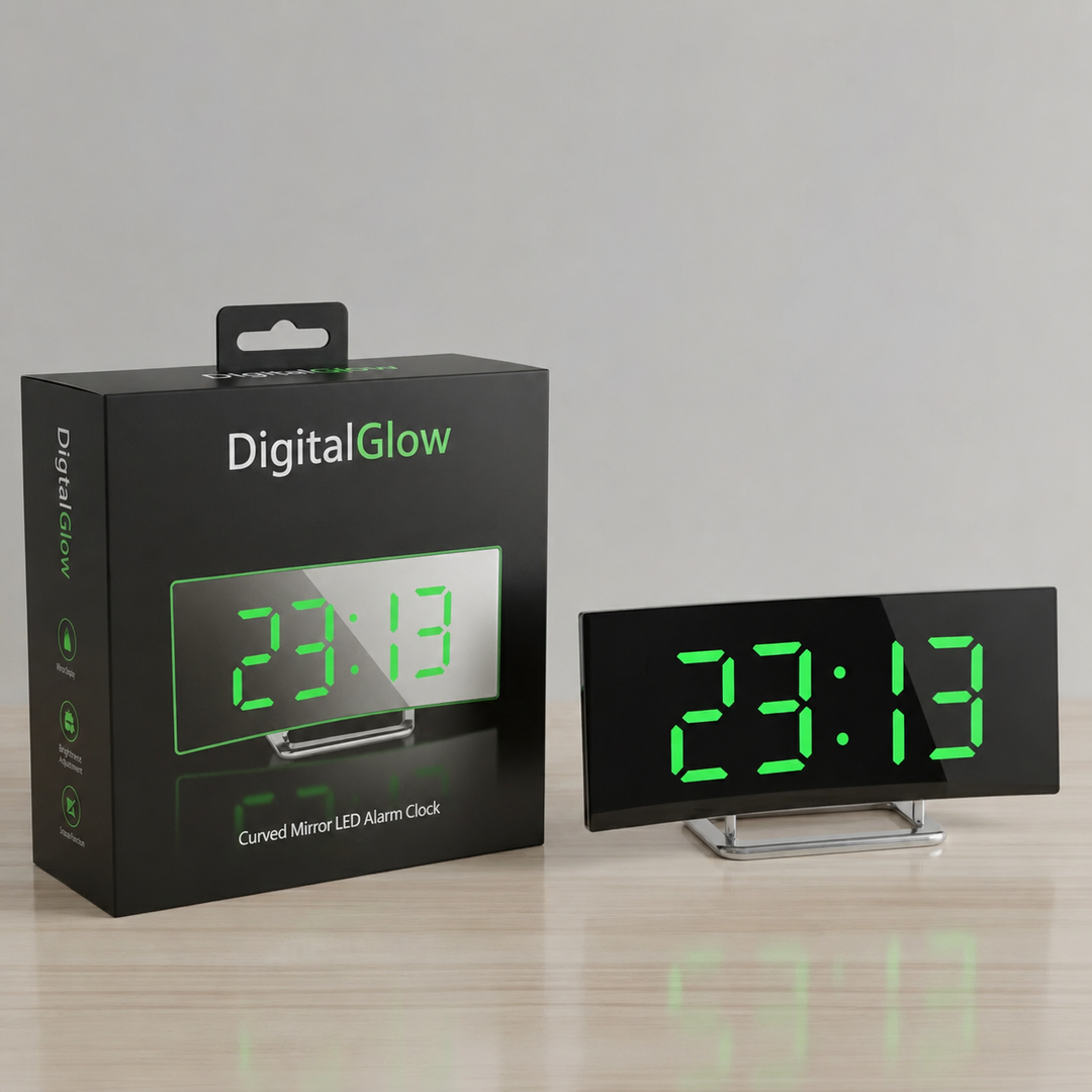 Digital Desk Clock | Curved Mirror LED Display