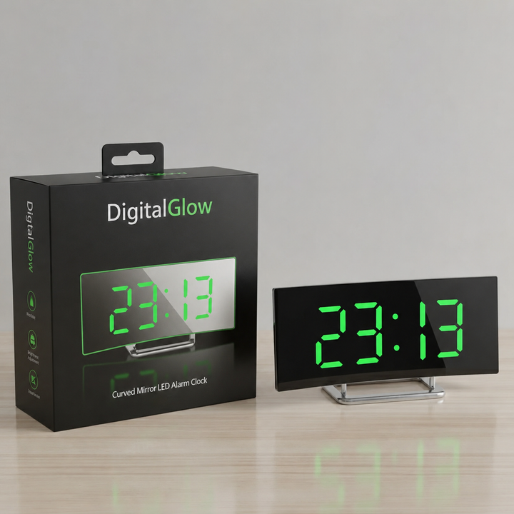 Digital Desk Clock | Curved Mirror LED Display