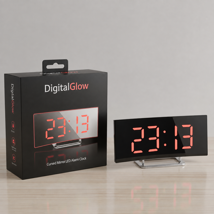 Digital Desk Clock | Curved Mirror LED Display