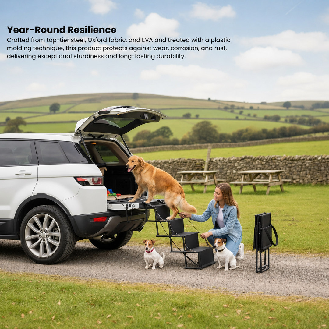 Dog Ramps For Cars | Folding Four Step Boot Stairs
