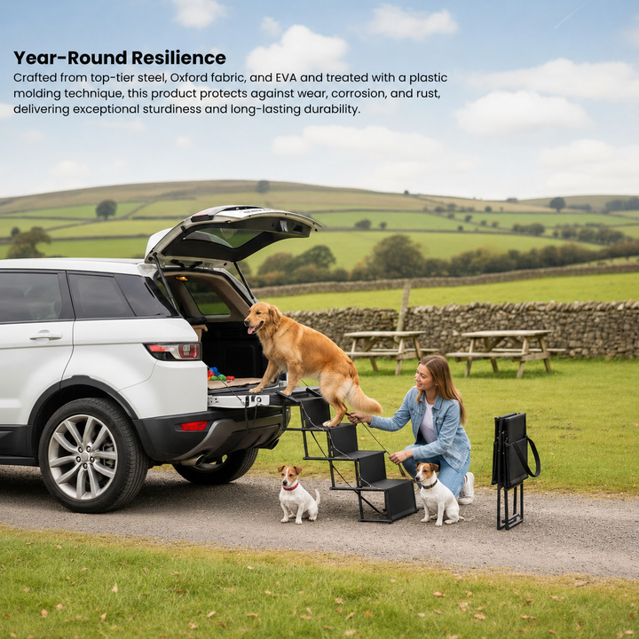 Dog Ramps For Cars | Folding Four Step Boot Stairs