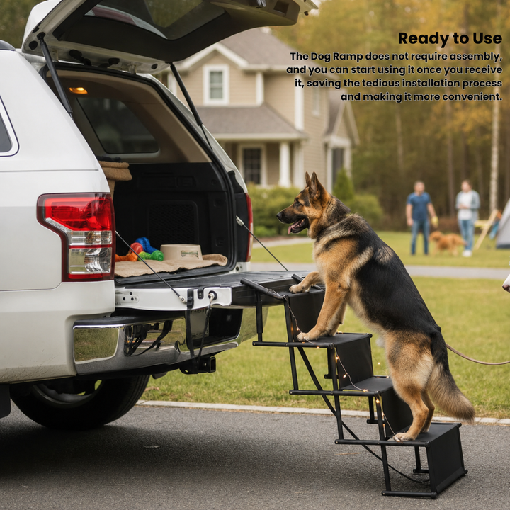 Dog Ramps For Cars | Folding Four Step Boot Stairs