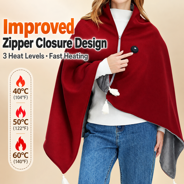Electric Heated Blanket | 3 Heat Settings, 8 Heating Zones | USB-Powered, Washable, Powerbank Included