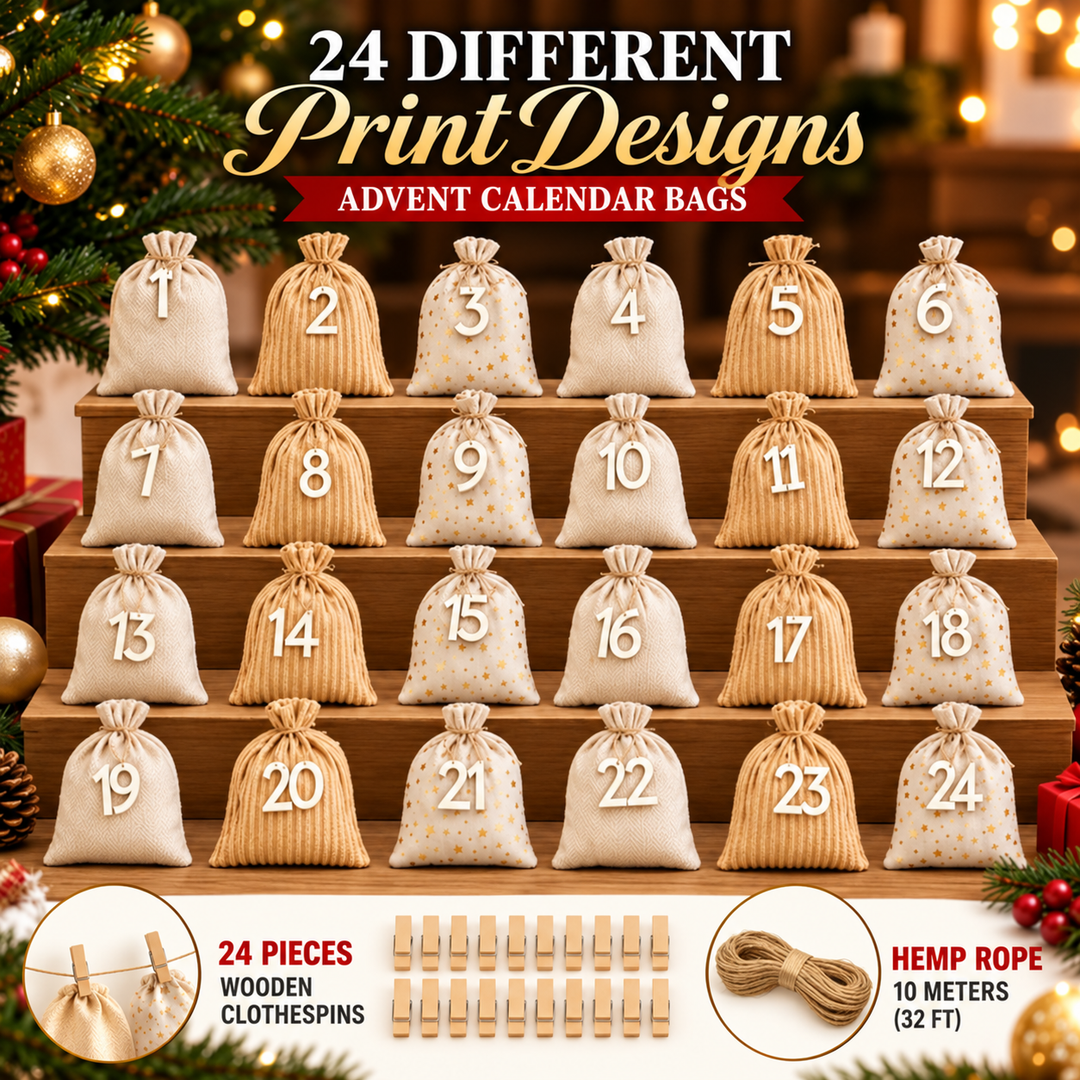 Fillable Advent Calendar Sacks 2026 | 24 Numbered Fabric Bags | Reusable Countdown Calendar to Fill Yourself with Gifts and Sweets