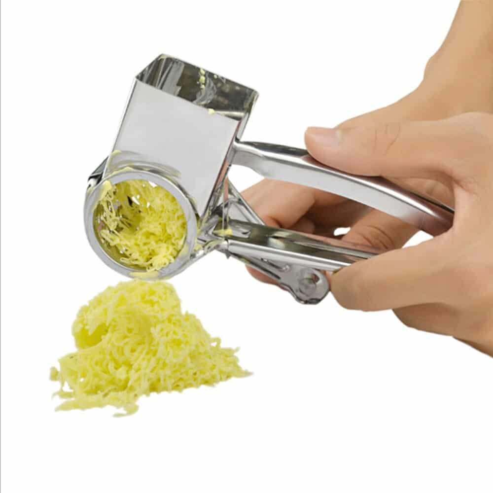 Cheese Grater Set Stainless Steel | 4-Piece Rotary Drums with Crank Handle | Dishwasher-Safe for Cheese, Chocolate & Nuts
